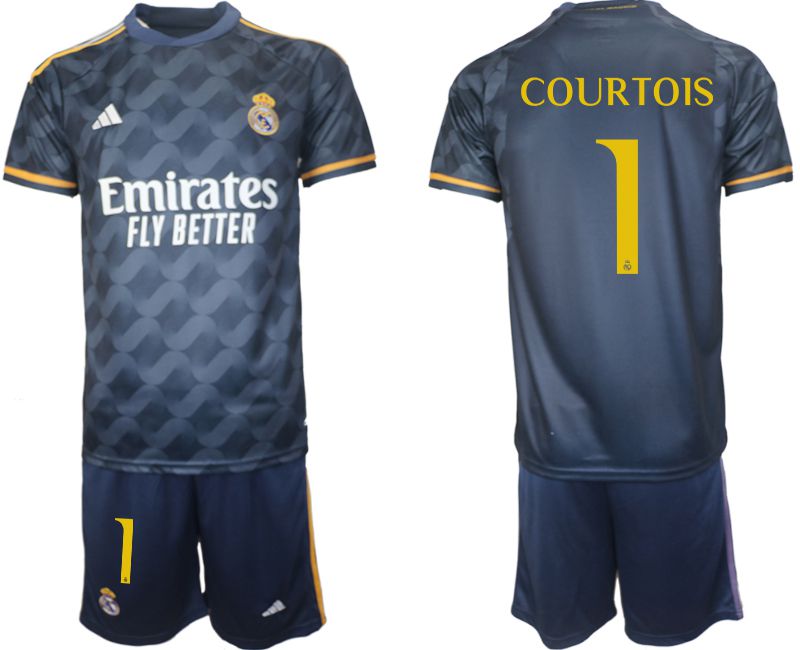 Men 2023-2024 Club Real Madrid away blue #1 Soccer Jersey->real madrid jersey->Soccer Club Jersey